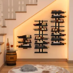 Itopfox 8-Tier Wall Mount Wine Rack For Bottles Display And Storage, Hanging Organizer For Living Room, Dining Room, Wine Cellar, Bar, Black -Kitchen Chef GUEST 4622cf9d b49c 4744 8193 d766c3ce1feb