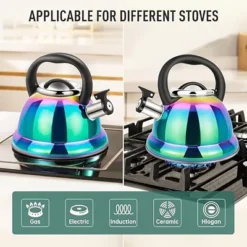 Itopfox Stainless Steel Whistling Tea Kettle With Cool Folding Handle, Rainbow Mirror Finish, Induction Compatible, Large Capacity For Boiling Water -Kitchen Chef GUEST 46593785 b3d0 4ef9 ad63 48f77c7efe9c