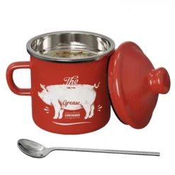 Itopfox Mini Bacon Grease Container With Strainer - Enamel Grease Saver, Farmhouse Bacon Grease Keeper For Kitchen Fat Storage, Dishwasher Safe -Kitchen Chef GUEST 46fe7fa4 2f93 4d89 af5a c16b1942144e
