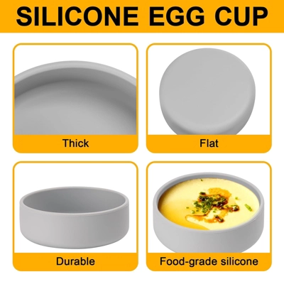 Itopfox Silicone Microwave Egg Cooker, 3 Pack Air Fryer Egg Molds, Individual Egg Cups For Sandwiches Breakfast - Grey 4 Itopfox Silicone Microwave Egg Cooker, 3 Pack Air Fryer Egg Molds, Individual Egg Cups For Sandwiches Breakfast - Grey - Image 2