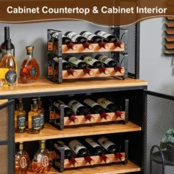 Itopfox 3-Tier Stackable Wine Rack For Cabinet, Solid Wood & Wrought Iron Wine Bottle Holder, Kitchen Bar Dining Room Storage Shelf -Kitchen Chef GUEST 479eb471 e476 40a9 b955 d51bc0cca480