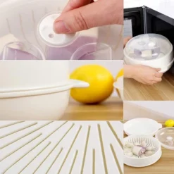 Itopfox 1-Tier Microwave Steamer For Healthy Cooking, White Round Steamer With Transparent Cover For Vegetables & Shellfish, Dishwasher Safe -Kitchen Chef GUEST 47f7f90e 83d0 4bca aa06 b41166608f78