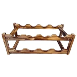 Itopfox 8-Bottle Wine Rack - Premium Carbonized Pine Wood, Two-Tier Countertop Design For Kitchen, Dining Room Or Bar -Kitchen Chef GUEST 4840ae47 bf7f 4200 b50a 6360fe277ae7