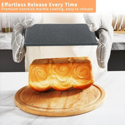 Itopfox 5-Piece Nonstick Bakeware Set With Grey Marble Coating, Carbon Steel Baking Pans For Oven, Includes Round & Square Cake Pan, Muffin Tin 4 Itopfox 5-Piece Nonstick Bakeware Set With Grey Marble Coating, Carbon Steel Baking Pans For Oven, Includes Round & Square Cake Pan, Muffin Tin - Image 2