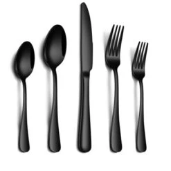 Itopfox 20-Piece Black Stainless Steel Flatware Set For 4, Includes Knives, Forks, Spoons, Mirror Polished, Dishwasher Safe, Food Grade Cutlery Set -Kitchen Chef GUEST 49b16cec 2dfc 44a5 a3c8 be9b2eaed0e6