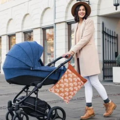 Itopfox 2-Pack Waterproof Wet Dry Bags For Diapers & Swimsuits, Reusable Organizer With Dual Zippered Pockets & Handle, 11.8x15.7 Inch