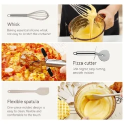 Itopfox Silicone Cooking Utensils Set 35 Pcs Kitchen Utensils With Holder Stainless Steel Handle Spatula, Spoons, Pasta Server, Cheese Grater, Masher -Kitchen Chef GUEST 4af25070 315b 440a 9eb6 6bb33e53ed7a