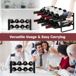 Itopfox Stackable Wine Rack Countertop, Sturdy Freestanding Wine Bottle Holder 2 Tier Tabletop Wine Stand For Pantry Bar Metal Wine Storage Organizer -Kitchen Chef GUEST 4b88dd2f e5e2 4afb bcb9 1712855d7bb7