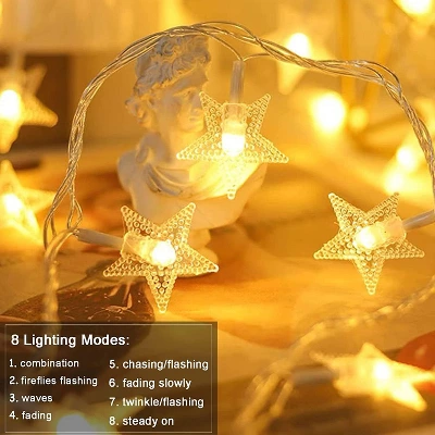 Itopfox Star String Lights Plug In - 100 LED Star Fairy Lights With Remote & Timer, Waterproof For Indoor Outdoor Décor, Warm White 3 Itopfox Star String Lights Plug In - 100 LED Star Fairy Lights With Remote & Timer, Waterproof For Indoor Outdoor Décor, Warm White