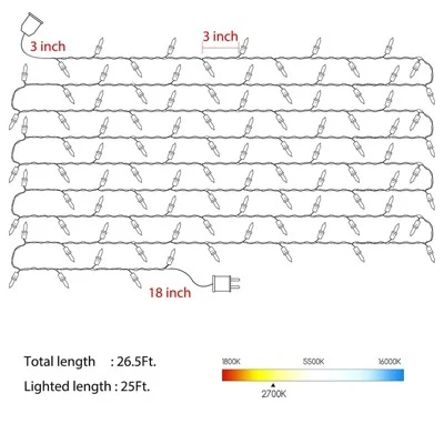 Itopfox Clear Christmas Lights Set With 100 Warm White Mini Bulbs For Indoor Christmas Tree, Garland, Wedding, Party, Festival Decoration 10 Itopfox Clear Christmas Lights Set With 100 Warm White Mini Bulbs For Indoor Christmas Tree, Garland, Wedding, Party, Festival Decoration - Image 8