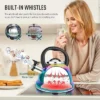Itopfox Stainless Steel Whistling Tea Kettle With Cool Folding Handle, Rainbow Mirror Finish, Induction Compatible, Large Capacity For Boiling Water