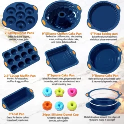 Itopfox 31-Piece Silicone Baking Pans Set, Nonstick Bakeware With Metal Reinforced Frame, Navy Blue, Perfect For Cakes, Muffins, Breads -Kitchen Chef GUEST 4da58f92 653a 4e14 a7e9 2f396d047bc5