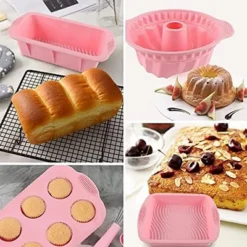 Itopfox Nonstick Silicone Bakeware Set, 7-Piece Baking Cake Pan Kit, BPA Free Heat Resistant With Silicone Brush For Bread Pizza Cupcake Muffin -Kitchen Chef GUEST 4dc7c4de 61ad 4897 b1f7 3afb6d105af1