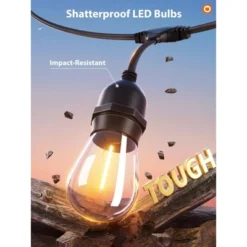 Itopfox LED Outdoor String Lights With Vintage Shatterproof Bulbs, Commercial Grade Weatherproof Strand For Patio Garden Decoration