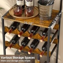 Itopfox 5-Tier Freestanding Wine Rack With Glasses Holder And 4 S Hooks, Corner Mini Bar Cabinet For Small Spaces, Holds 8 Bottles -Kitchen Chef GUEST 4e665de0 0c29 4ea4 ac59 ae22593977f7