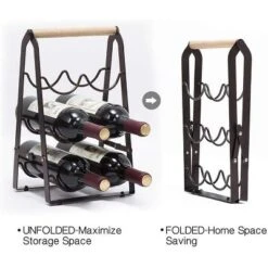 Itopfox Wine Rack, 6 Bottle Wooden Countertop Free Standing Shelf, 3 Tier Bottle Holder Stand For Home Bar Tabletop, Kitchen Storage -Kitchen Chef GUEST 4ee1ed4e a91c 4e42 99c5 b745ee09428e