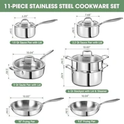 Itopfox 3 Ply Stainless Steel 11-Piece Cookware Set With Lids, Pots And Pans, Non-Toxic, Induction, Oven, Dishwasher Safe, Professional Chef Quality -Kitchen Chef GUEST 4f3a83fb 5a1c 4193 9a13 9fadef86b81d