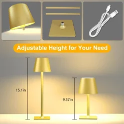 Itopfox Gold Cordless Touch Lamp: 3 Color Stepless Dimming, Waterproof Wireless Portable Desk Light For Indoor Living Room Camping Cafe -Kitchen Chef GUEST 507e1cd1 a208 40fe b75a 046e234cff6f