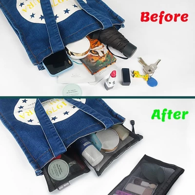 Itopfox 6-Pack Mesh Cosmetic Pouches With Zipper For Makeup, Toiletries, And Organizing Home Or Office Essentials (Black) 5 Itopfox 6-Pack Mesh Cosmetic Pouches With Zipper For Makeup, Toiletries, And Organizing Home Or Office Essentials (Black) - Image 3