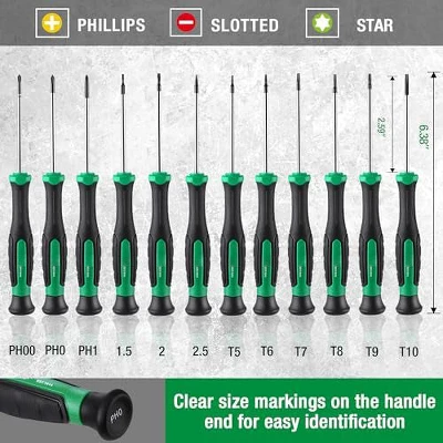 Itopfox 12-Piece Mini Screwdriver Set With Magnetic Tips, Includes Slotted, Phillip, And Star Screwdrivers, Premium Alloy Steel, SureGrip Handle 8 Itopfox 12-Piece Mini Screwdriver Set With Magnetic Tips, Includes Slotted, Phillip, And Star Screwdrivers, Premium Alloy Steel, SureGrip Handle - Image 6