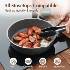 Itopfox Nonstick Skillet With Lid, Deep Frying Pan, Saute Pan, Stay-cool Handle, Healthy Stone Cookware, Induction Compatible -Kitchen Chef GUEST 5149fce2 5f27 4642 b08e 8a86e1349b15