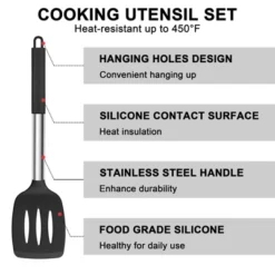 Itopfox 7-Piece Silicone Cooking Utensil Set With Stainless Steel Handles, Heat Resistant For Nonstick Cookware, Includes Ladle, Turner, Spoon -Kitchen Chef GUEST 532384ed 2936 4717 aaed 3c70fa2a66ad