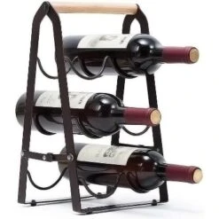 Itopfox Wine Rack, 6 Bottle Wooden Countertop Free Standing Shelf, 3 Tier Bottle Holder Stand For Home Bar Tabletop, Kitchen Storage -Kitchen Chef GUEST 53582210 f15e 455e abe9 975afe944ab9