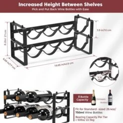 Itopfox Stackable Wine Rack Countertop, Sturdy Freestanding Wine Bottle Holder 2 Tier Tabletop Wine Stand For Pantry Bar Metal Wine Storage Organizer -Kitchen Chef GUEST 549022c1 95fa 41c5 8f5b 301d6afdb09d