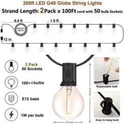 Itopfox Outdoor String Lights Waterproof 200FT With 100+4 Shatterproof LED Edison Bulbs For Party Backyard Gazebo Pergola Cafe, 2Pack X 100ft -Kitchen Chef GUEST 5610a923 5fef 43d2 8691 9ec1a23b7056