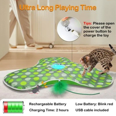 Itopfox Interactive Cat Toy With Moving Feathers & Real Mouse Sounds, Touch Activated Exercise Toy For Indoor Cats, Rechargeable 3 Itopfox Interactive Cat Toy With Moving Feathers & Real Mouse Sounds, Touch Activated Exercise Toy For Indoor Cats, Rechargeable