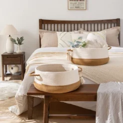 Itopfox Woven Storage Basket For Blankets, Toys, And Laundry - Collapsible Cotton Rope Hamper For Living Room, Nursery, And Home Organization (Brown) -Kitchen Chef GUEST 58254176 3d59 450a af29 b1f995153fe9