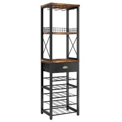 Itopfox 4-Tier Freestanding Wine Rack With Tabletop, Glass Holder, Storage Drawer For Liquor & Glasses, Industrial Style Bar Cabinet For Living Room 10 Itopfox 4-Tier Freestanding Wine Rack With Tabletop, Glass Holder, Storage Drawer For Liquor & Glasses, Industrial Style Bar Cabinet For Living Room - Image 8