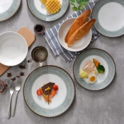 Itopfox Melamine Dinnerware Set, 12-Piece Plates And Bowls, Unbreakable And Dishwasher Safe, BPA-Free, Ideal For Indoor, Camping, BBQ, RV, Party -Kitchen Chef GUEST 5a8e5537 77ff 4565 be3b ce3f04252619