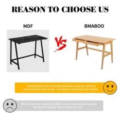 Itopfox Modern Bamboo Computer Desk With 2 Drawers, Home Office Study Table, Simple Makeup Workstation For Gaming, Dressing, And Working -Kitchen Chef GUEST 5cc81f04 d8dd 481f b8c6 3e354569d7e6