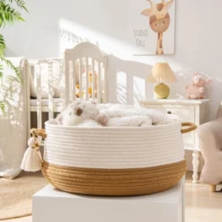 Itopfox Woven Storage Basket For Blankets, Toys, And Laundry - Collapsible Cotton Rope Hamper For Living Room, Nursery, And Home Organization (Brown) -Kitchen Chef GUEST 5d35886e 7897 4599 b387 eeccdba9a786