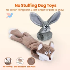 Itopfox No Stuffing Squeaky Crinkle Plush Dog Toys For Aggressive Chewers, Puppy Teething Toys For Small, Medium, Large Breed, Cute Bunny & Redfox -Kitchen Chef GUEST 5dc80618 ddc9 4423 a110 96e921d21594