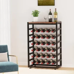 Itopfox 6-Tier Free Standing Wine Rack With Wooden Table Top, Sturdy Metal Bottle Holder For Kitchen Bar Pantry, Holds 30 Bottles -Kitchen Chef GUEST 5ec384d1 b8d8 4d1f 91d7 24259f9b71e7