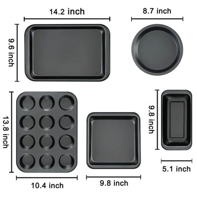 Itopfox Kitchen 5-Piece Nonstick Bakeware Set With Round & Square Cake Pans, Muffin Pan, Loaf Pan, Roast Pan For Baking 6 Itopfox Kitchen 5-Piece Nonstick Bakeware Set With Round & Square Cake Pans, Muffin Pan, Loaf Pan, Roast Pan For Baking - Image 4