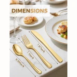 Itopfox 180-Piece Gold Plastic Cutlery Set - Disposable Flatware For Parties, Weddings, Thanksgiving - Includes Forks, Knives, Spoons -Kitchen Chef GUEST 606ad486 e0ad 4990 b25d 406949a1a7cf