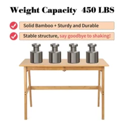 Itopfox Modern Bamboo Computer Desk With 2 Drawers, Home Office Study Table, Simple Makeup Workstation For Gaming, Dressing, And Working -Kitchen Chef GUEST 608777b8 7c9c 4d5a 94e1 8d0dc6d6134e