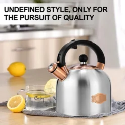 Itopfox Whistling Tea Kettle With Ergonomic Handle - Premium Stainless Steel Stovetop Teapot, Vintage Design With Composite Base, Compatible Silver -Kitchen Chef GUEST 611b36b8 39f7 47cd 99dc df2a808ada05