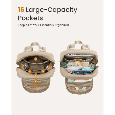 Itopfox Lightweight Puffy Diaper Backpack With Changing Pad, Large Capacity Waterproof Travel Bag For Moms, Coffee Brown 7 Itopfox Lightweight Puffy Diaper Backpack With Changing Pad, Large Capacity Waterproof Travel Bag For Moms, Coffee Brown - Image 5