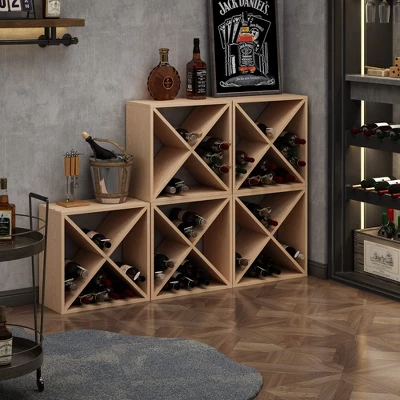 Itopfox 24 Bottle Wine Rack Holder Compact Cellar Cube Bar Storage Kitchen Decor Wood Display Home, Natural 9 Itopfox 24 Bottle Wine Rack Holder Compact Cellar Cube Bar Storage Kitchen Decor Wood Display Home, Natural - Image 7