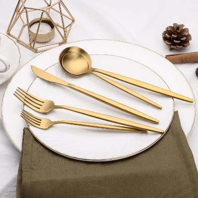 Itopfox 40-Piece Gold Flatware Set For 8, Stainless Steel Cutlery Set With Forks, Knives, Spoons, Elegant Satin Finish For Home, Kitchen, Restaurant 8 Itopfox 40-Piece Gold Flatware Set For 8, Stainless Steel Cutlery Set With Forks, Knives, Spoons, Elegant Satin Finish For Home, Kitchen, Restaurant - Image 6
