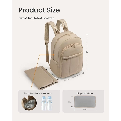 Itopfox Lightweight Puffy Diaper Backpack With Changing Pad, Large Capacity Waterproof Travel Bag For Moms, Coffee Brown 6 Itopfox Lightweight Puffy Diaper Backpack With Changing Pad, Large Capacity Waterproof Travel Bag For Moms, Coffee Brown - Image 4