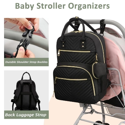 Itopfox Multipurpose Diaper Backpack For Baby Essentials With Pacifier Case, Large Capacity Travel Backpack For Baby Girl/Boy (Black) 3 Itopfox Multipurpose Diaper Backpack For Baby Essentials With Pacifier Case, Large Capacity Travel Backpack For Baby Girl/Boy (Black)