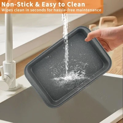 Itopfox 5-Piece Nonstick Bakeware Set With Grey Marble Coating, Carbon Steel Baking Pans For Oven, Includes Round & Square Cake Pan, Muffin Tin 8 Itopfox 5-Piece Nonstick Bakeware Set With Grey Marble Coating, Carbon Steel Baking Pans For Oven, Includes Round & Square Cake Pan, Muffin Tin - Image 6