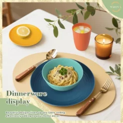 Itopfox Wheat Straw Dinnerware Set Of 32, Unbreakable Plates And Bowls For 8, Dishwasher Safe For Kitchen And Camping, Vibrant Series -Kitchen Chef GUEST 67e5c017 9f25 40b1 82fd 8672f8aef845