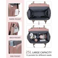 Itopfox Pink Diaper Backpack With Changing Station, Large Capacity Baby Bag For Travel, Includes Insulated Pockets & USB Port -Kitchen Chef GUEST 6af31300 12cb 4b2a b030 46bec4aa2d15