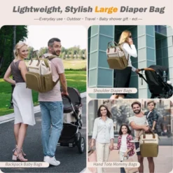 Itopfox Large Capacity Diaper Backpack For Parents With Multiple Pockets, Insulated Compartments, And Stroller Hooks, Beige -Kitchen Chef GUEST 6cca2ca9 c506 4c24 b25d e648f5eeb5ea